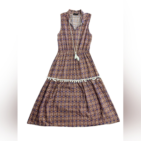 Magari Anthropologie Dress Maxi Purple/Red/Pink/Gold Sleeveless Size Large - Picture 4 of 8